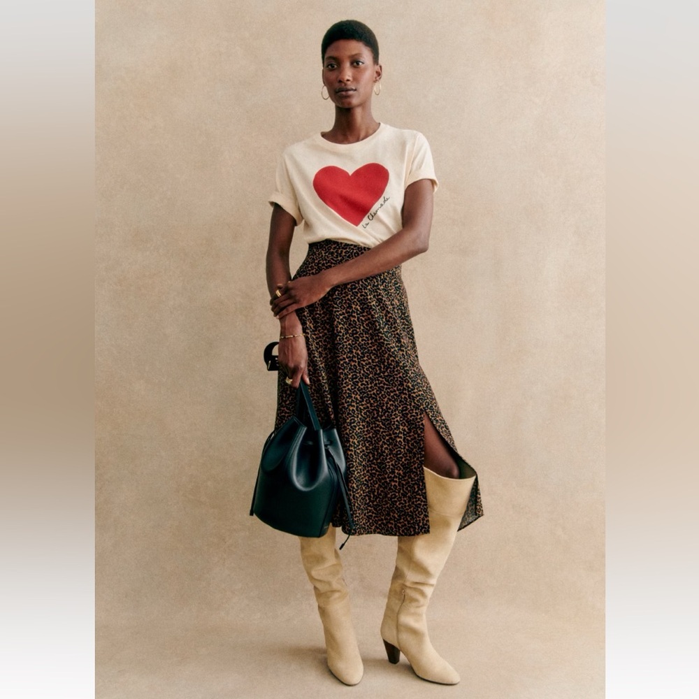 Sezane Tan Skirt Brown Leopard